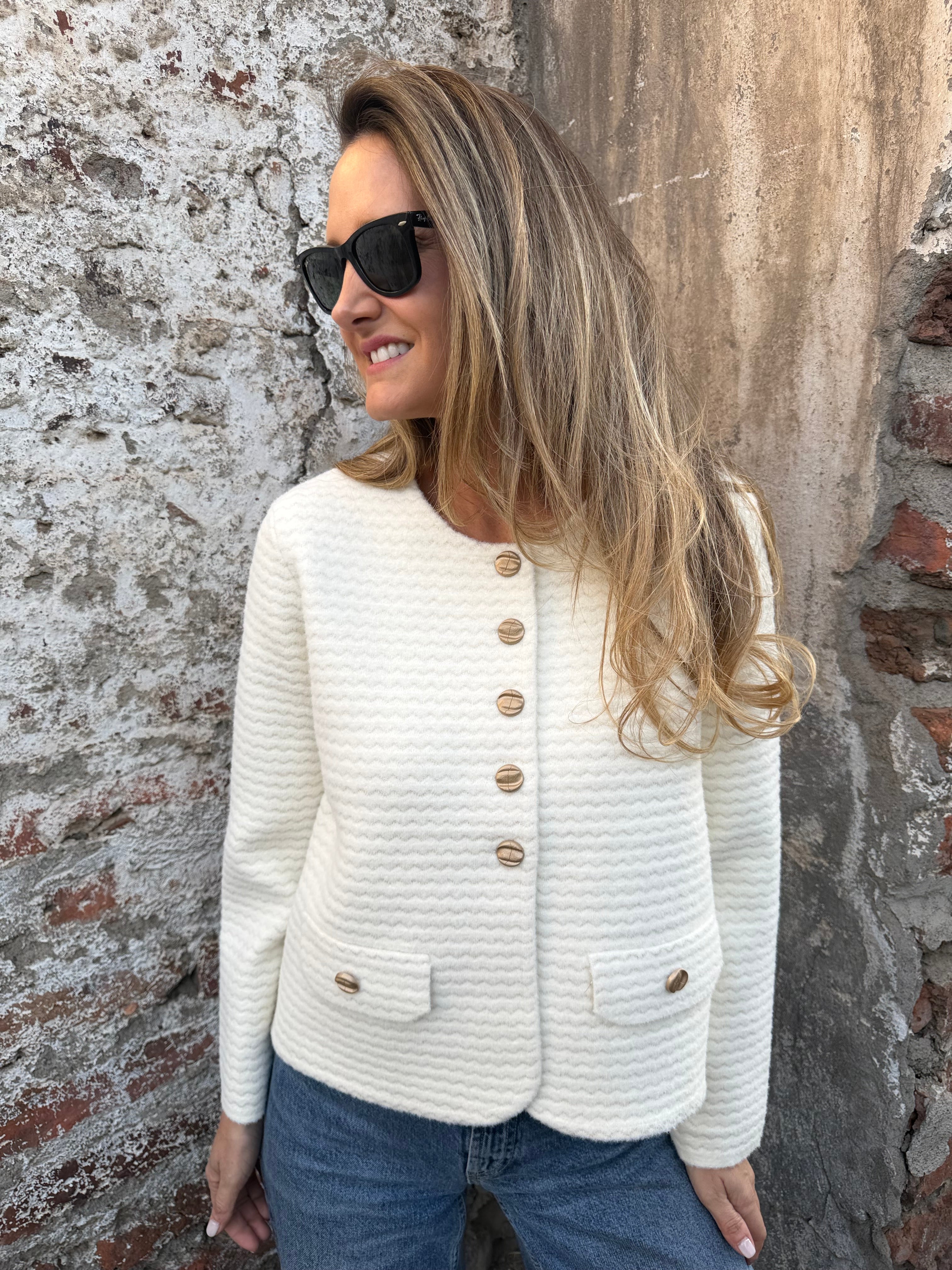 Chaqueta paño waves blanca