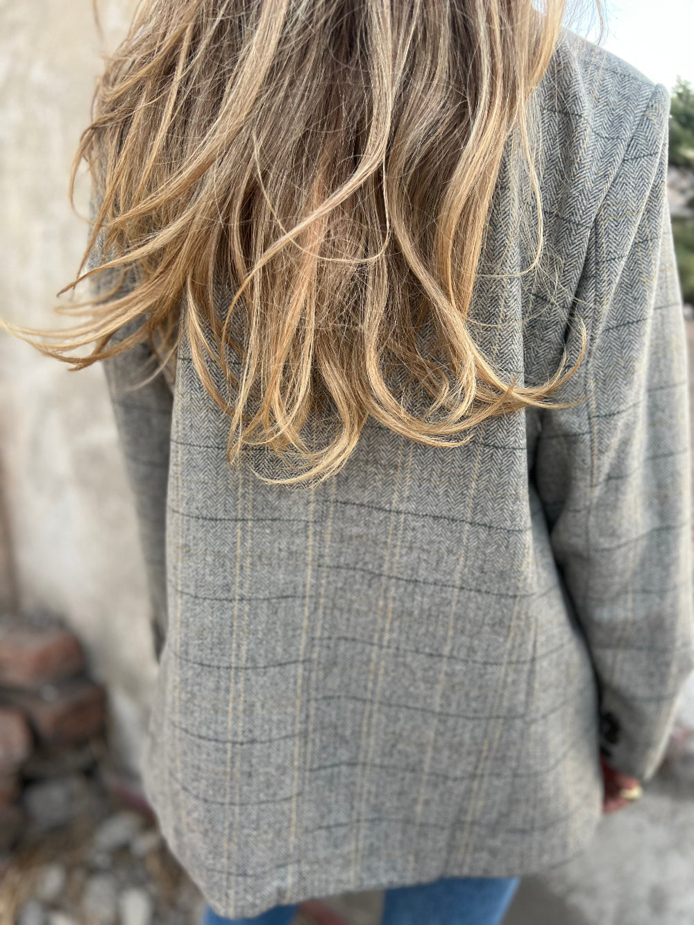 Blazer lana espiga beige