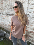 Polera largo irregular café