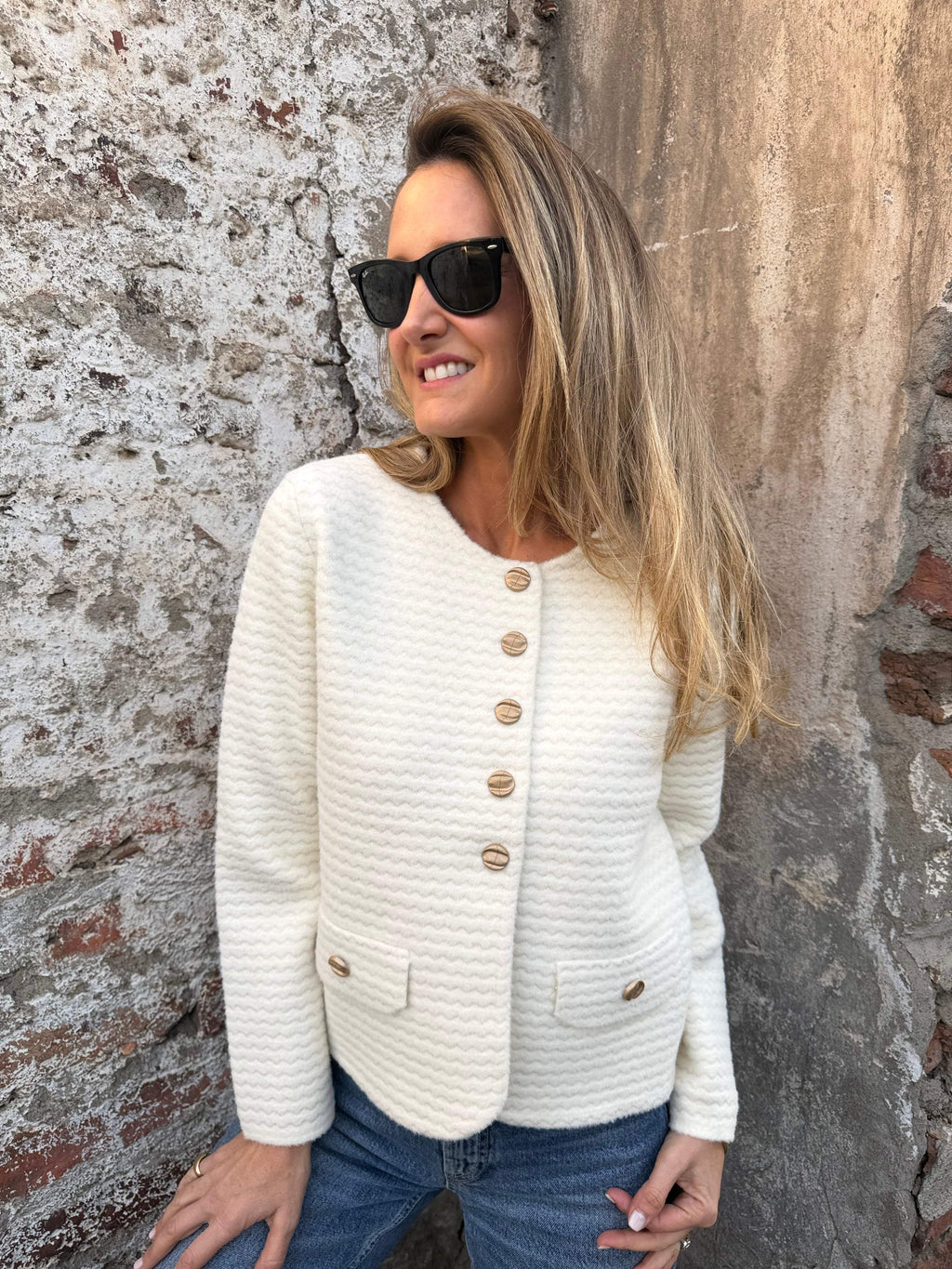 Chaqueta paño waves blanca