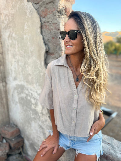 Blusa rayon rústica beige