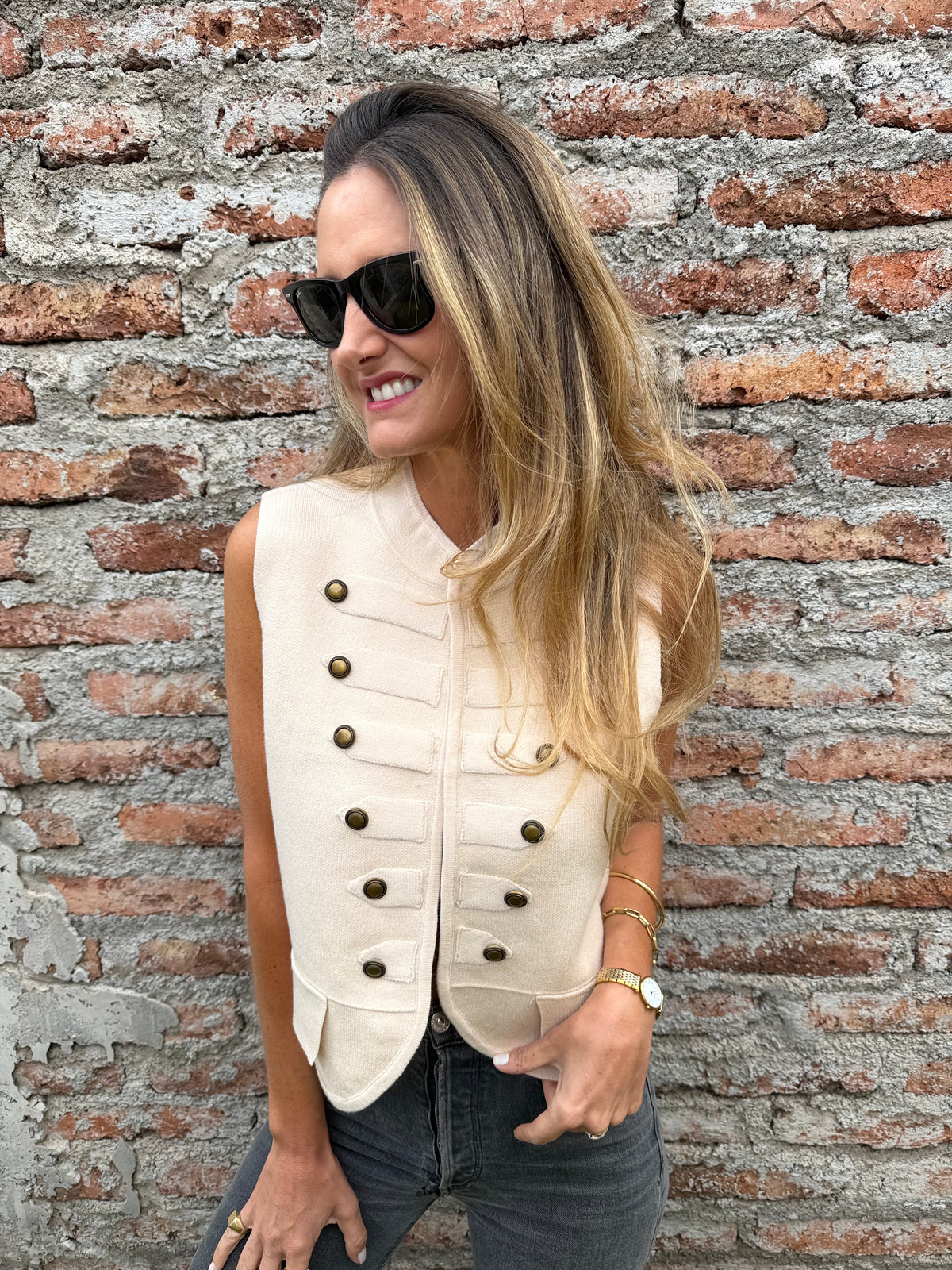 Chaqueta tejida napoleón crudo