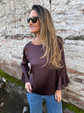 Blusa perlada volados café