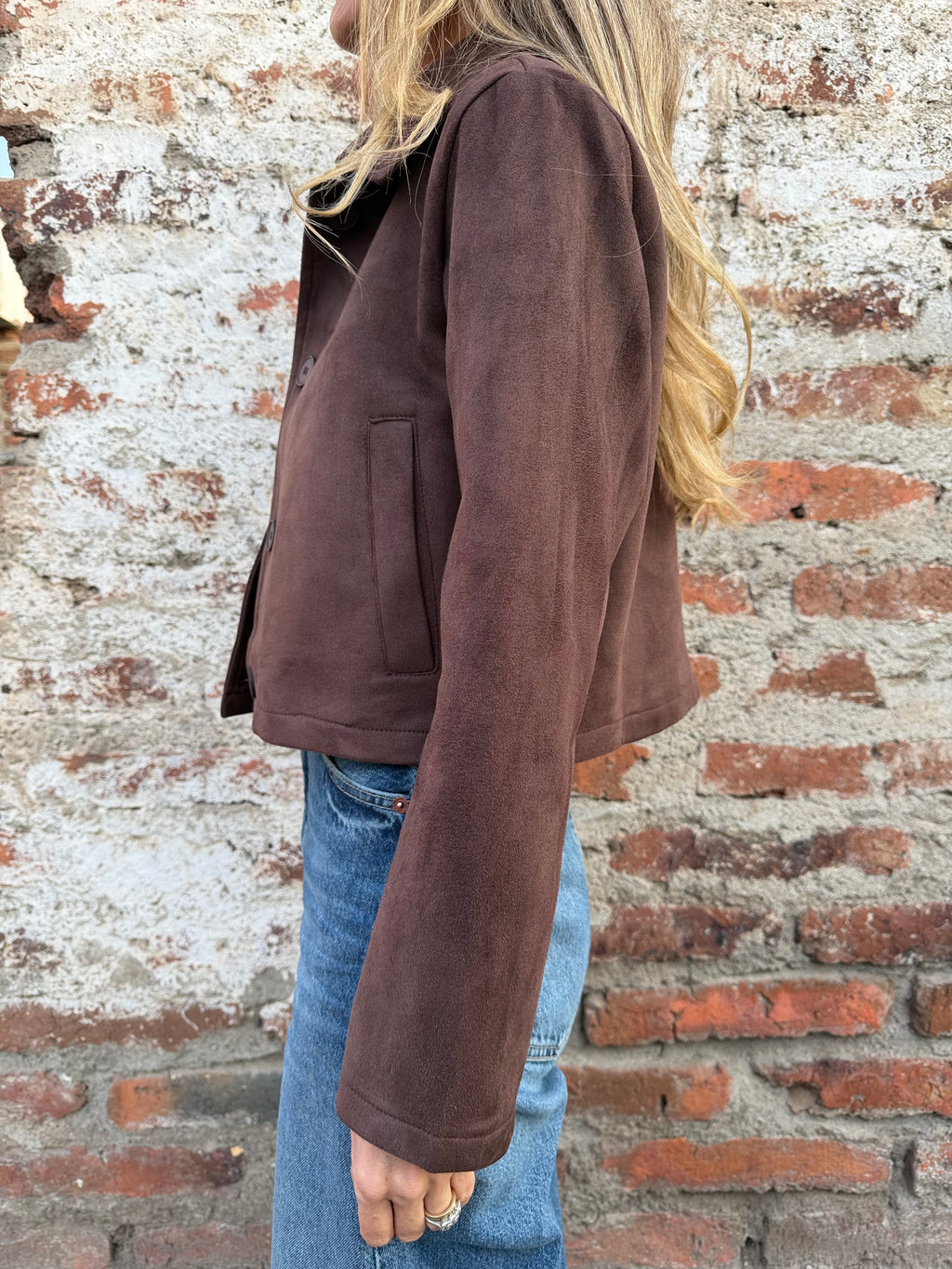 Chaqueta simple suede cafe