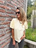 New polera algodón mangas broderie amarillo claro