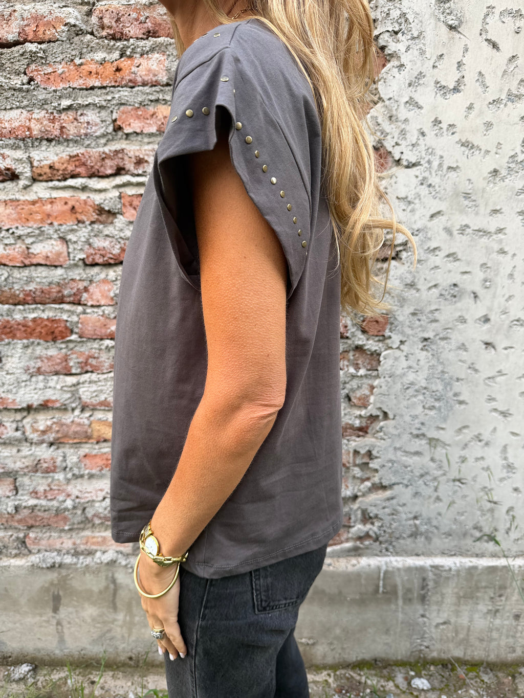 Polera tachitas gris