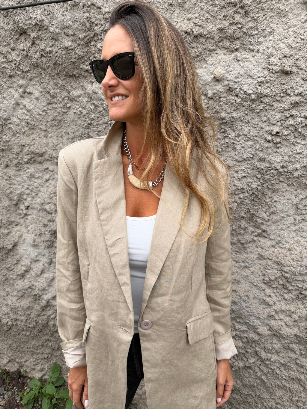 Blazer 100% lino perfecto beige