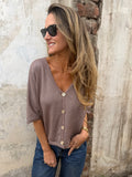 Polera/ Chaleco hilo brillos sutiles taupe