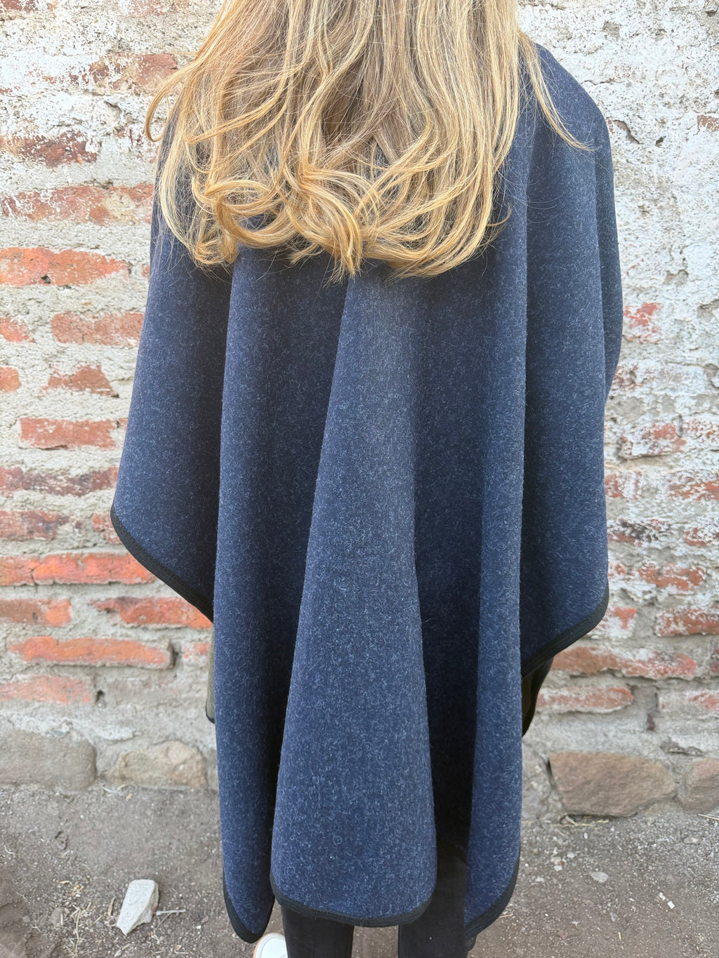 Echarpe reversible bicolor azul/ verde