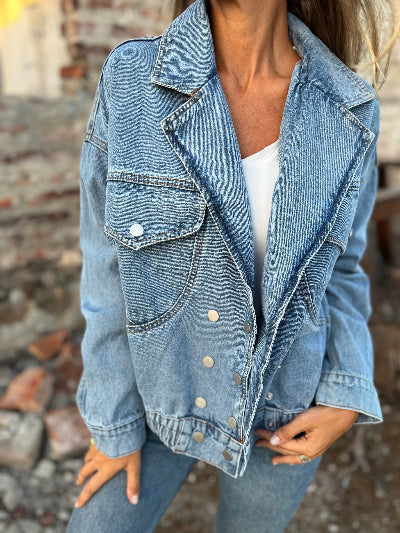 Chaqueta retro bluejean celeste clara