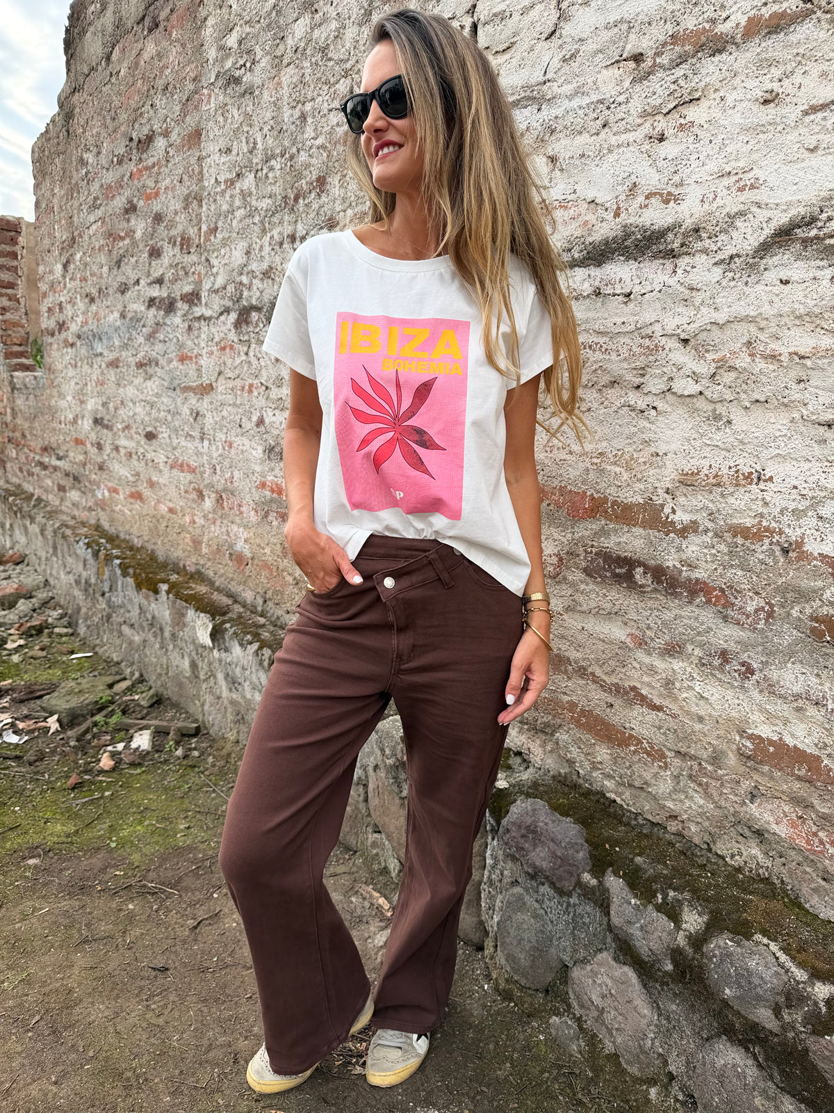Pantalón pretina irregular café