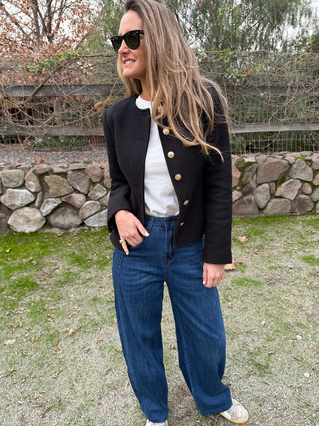 Bluejean tipo barrel detalles azul