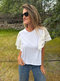 Polera mangas broderie blanca