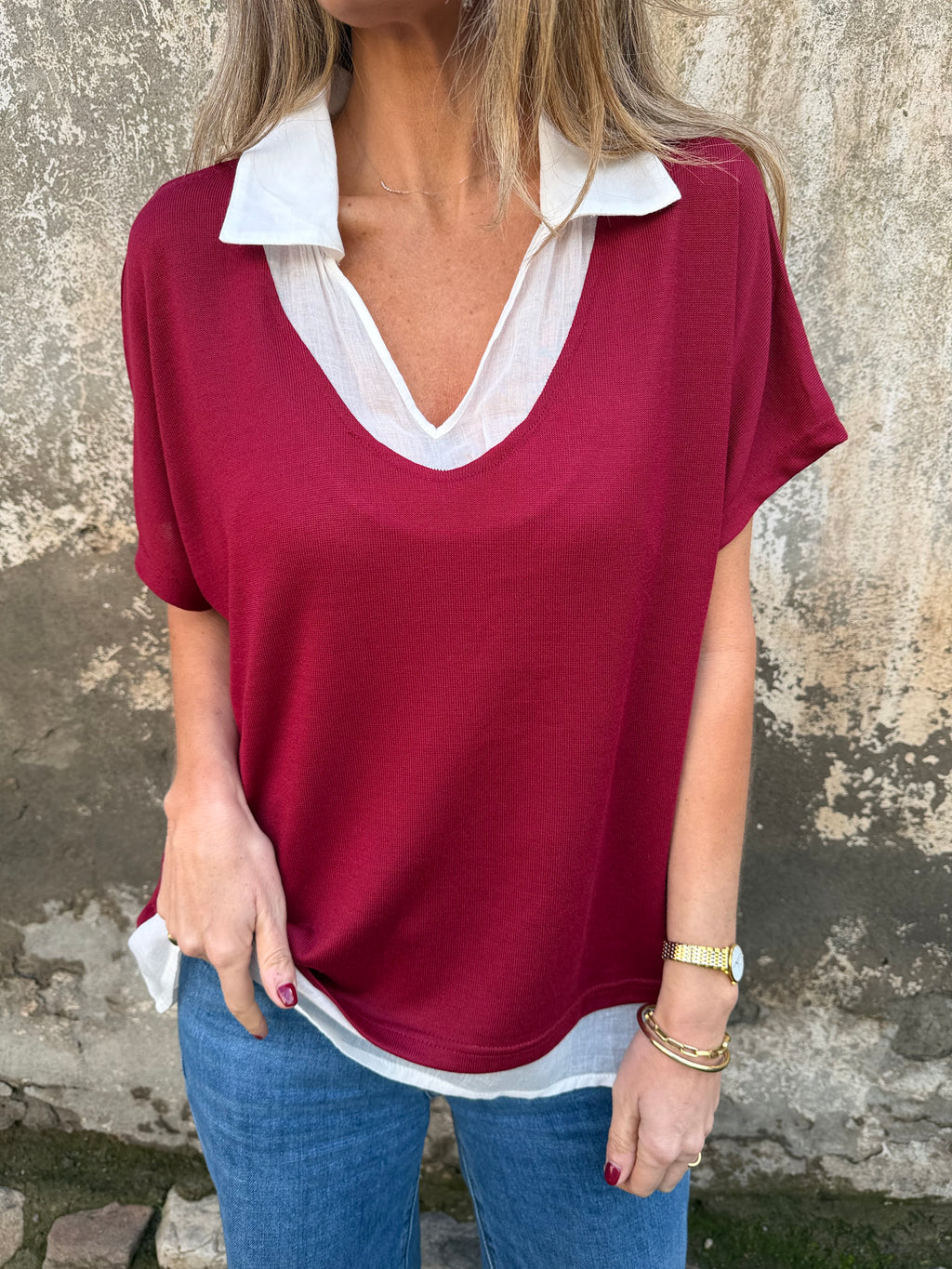 Blusa/ polera burdeo