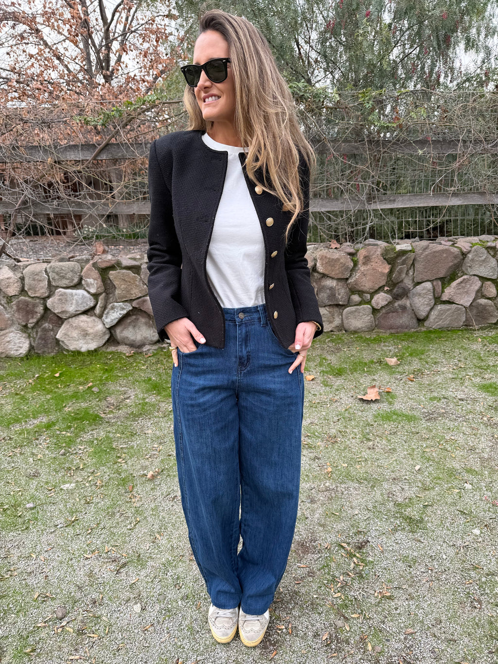 Bluejean tipo barrel detalles azul