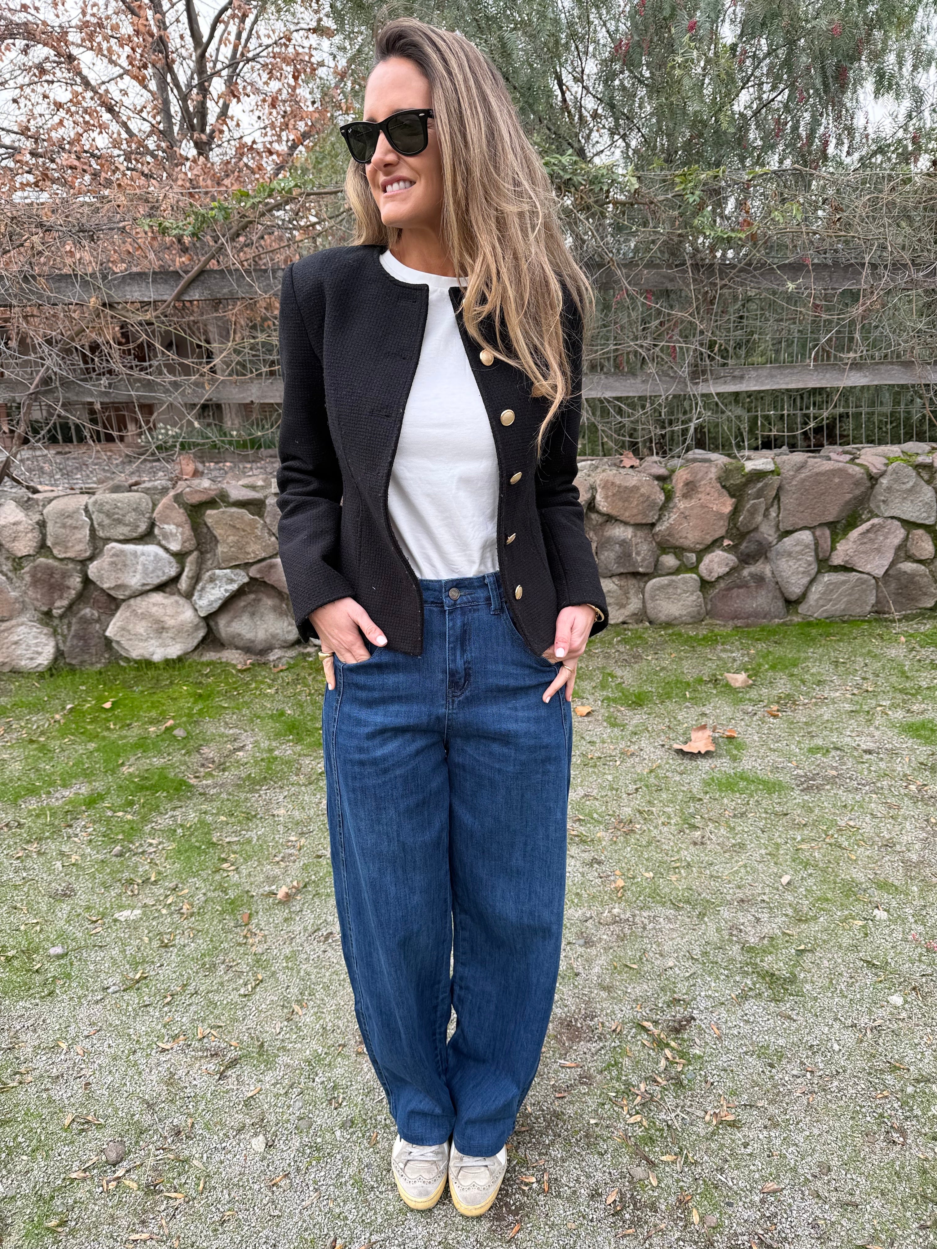 Bluejean tipo barrel detalles azul