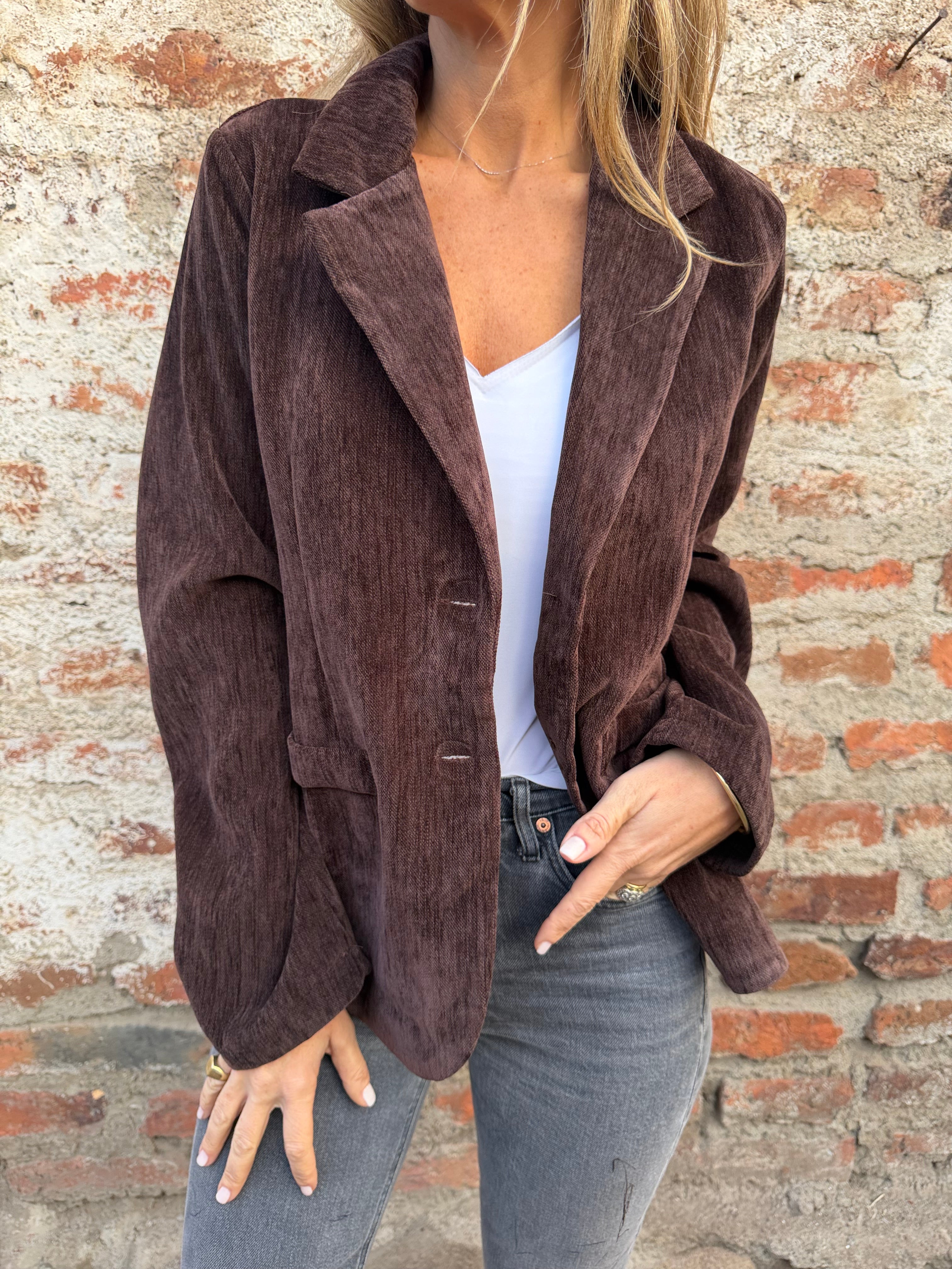 Blazer textura cafe oscuro