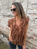 Blusa doble volados terracota