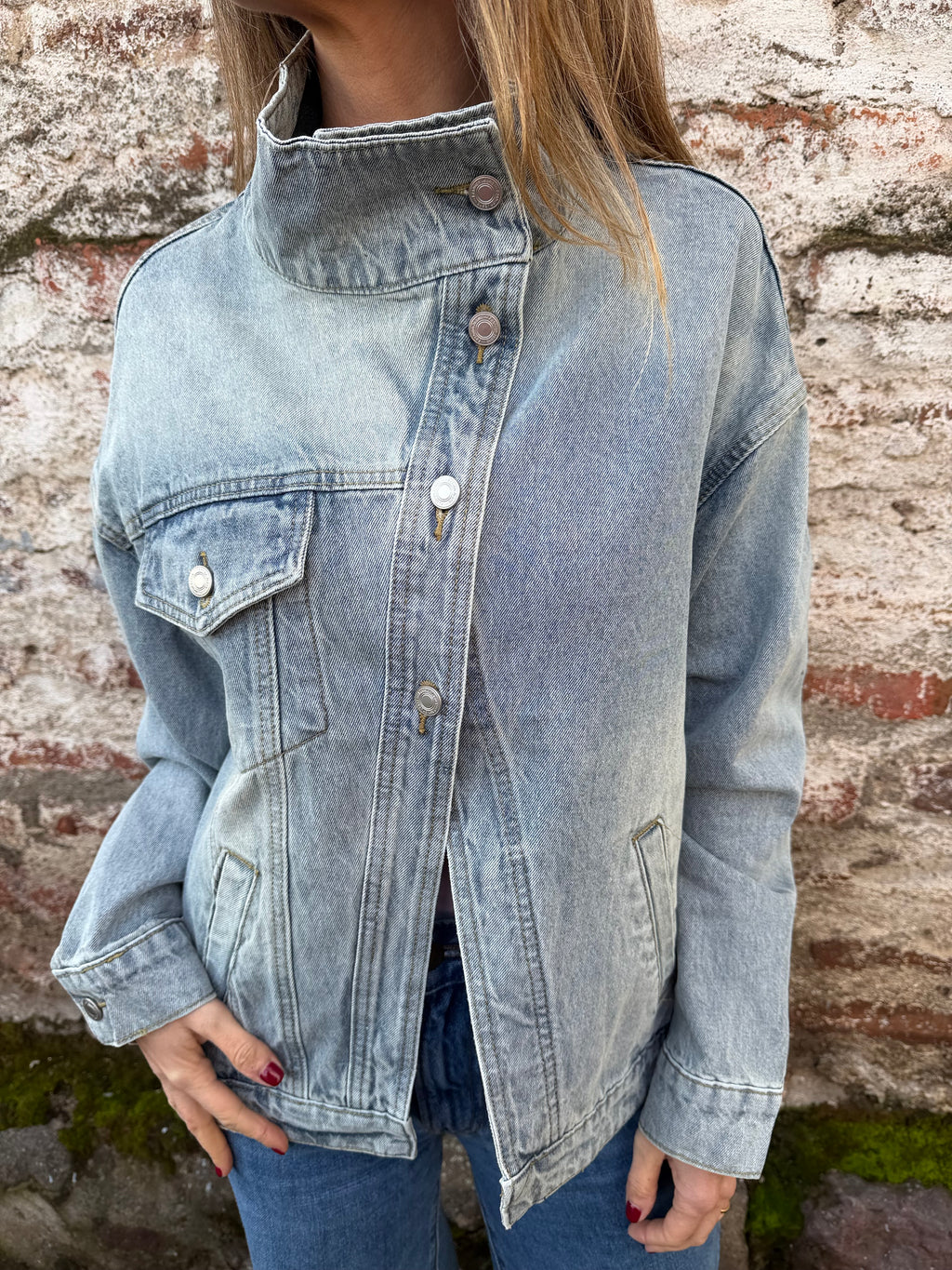 Chaqueta bluejean funnel celeste claro
