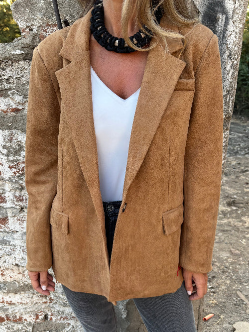 Blazer efecto gamuza camel