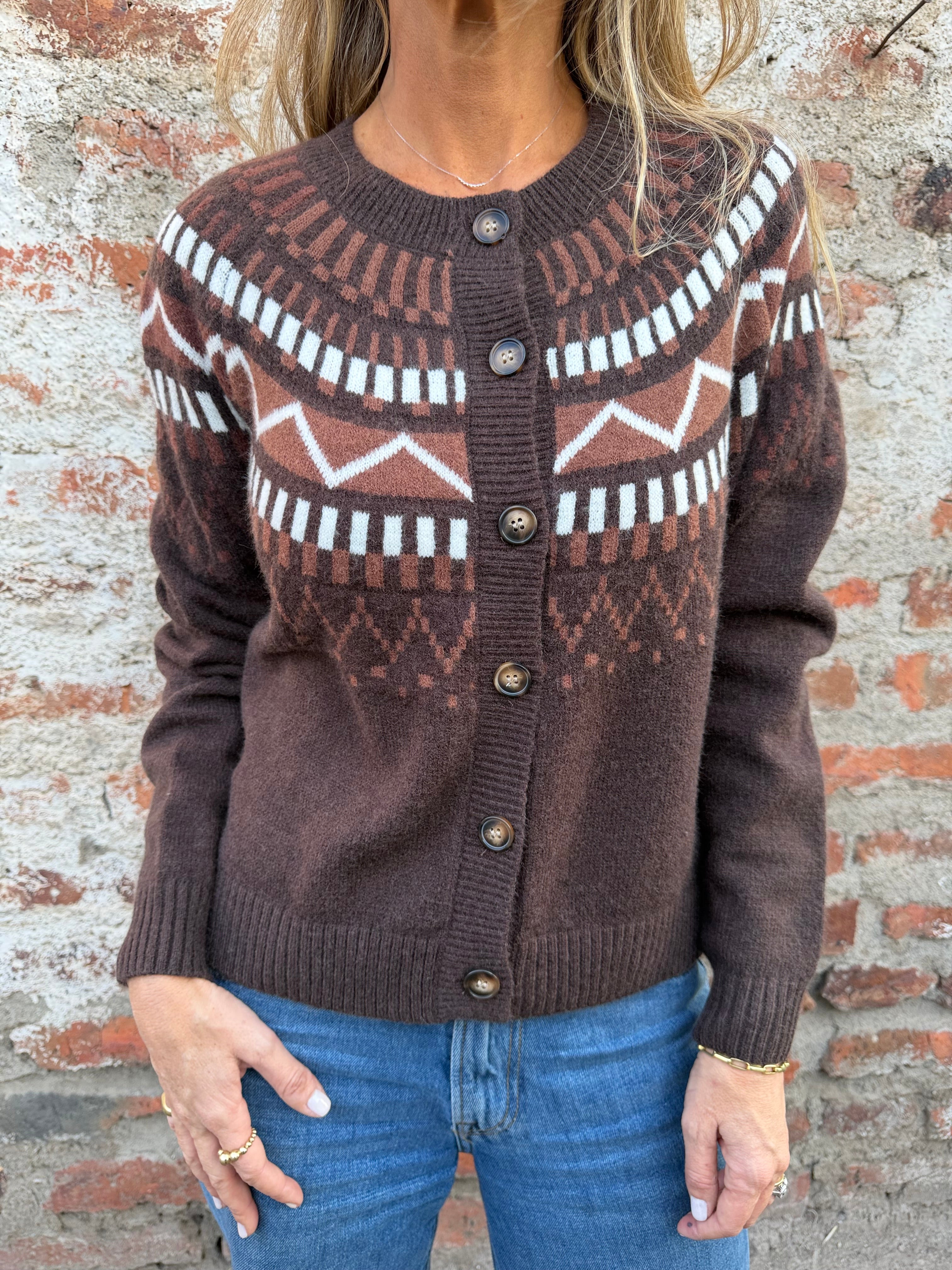 Chaleco jacquard clásico café