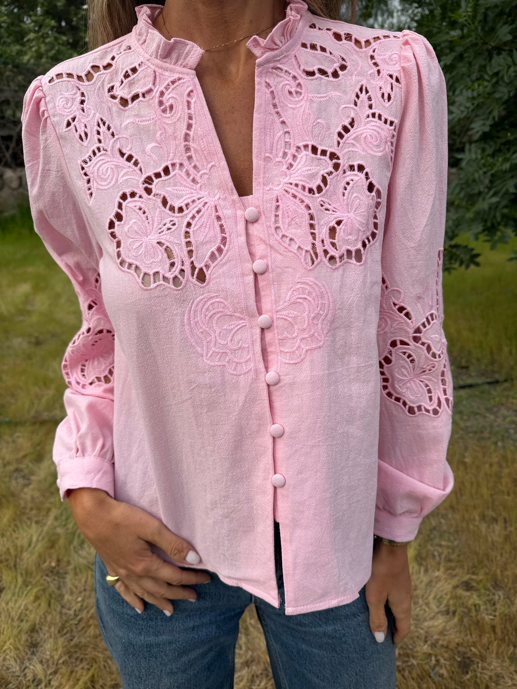 Blusa crespusculo rosada