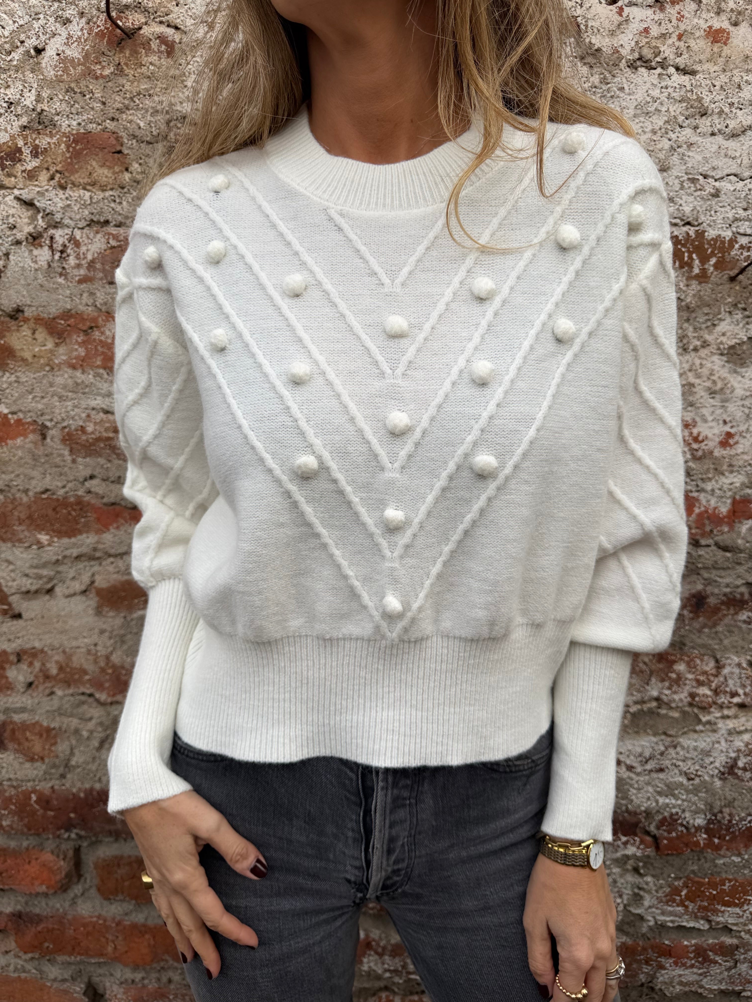 Chaleco mini pompón blanco