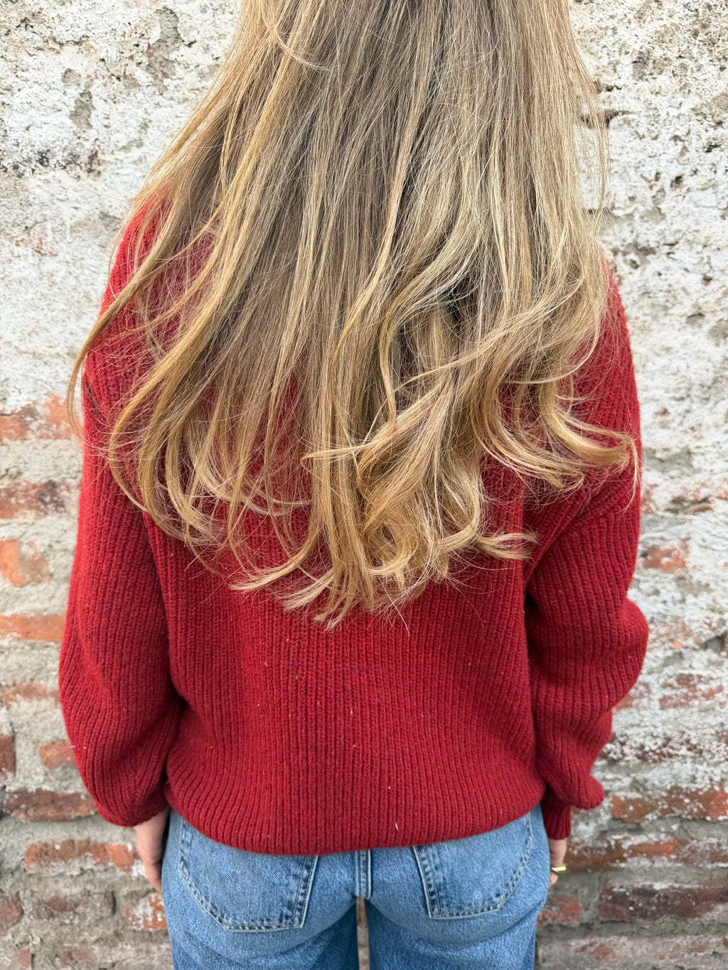 Chaleco lana colores botones dorados rojo italiano