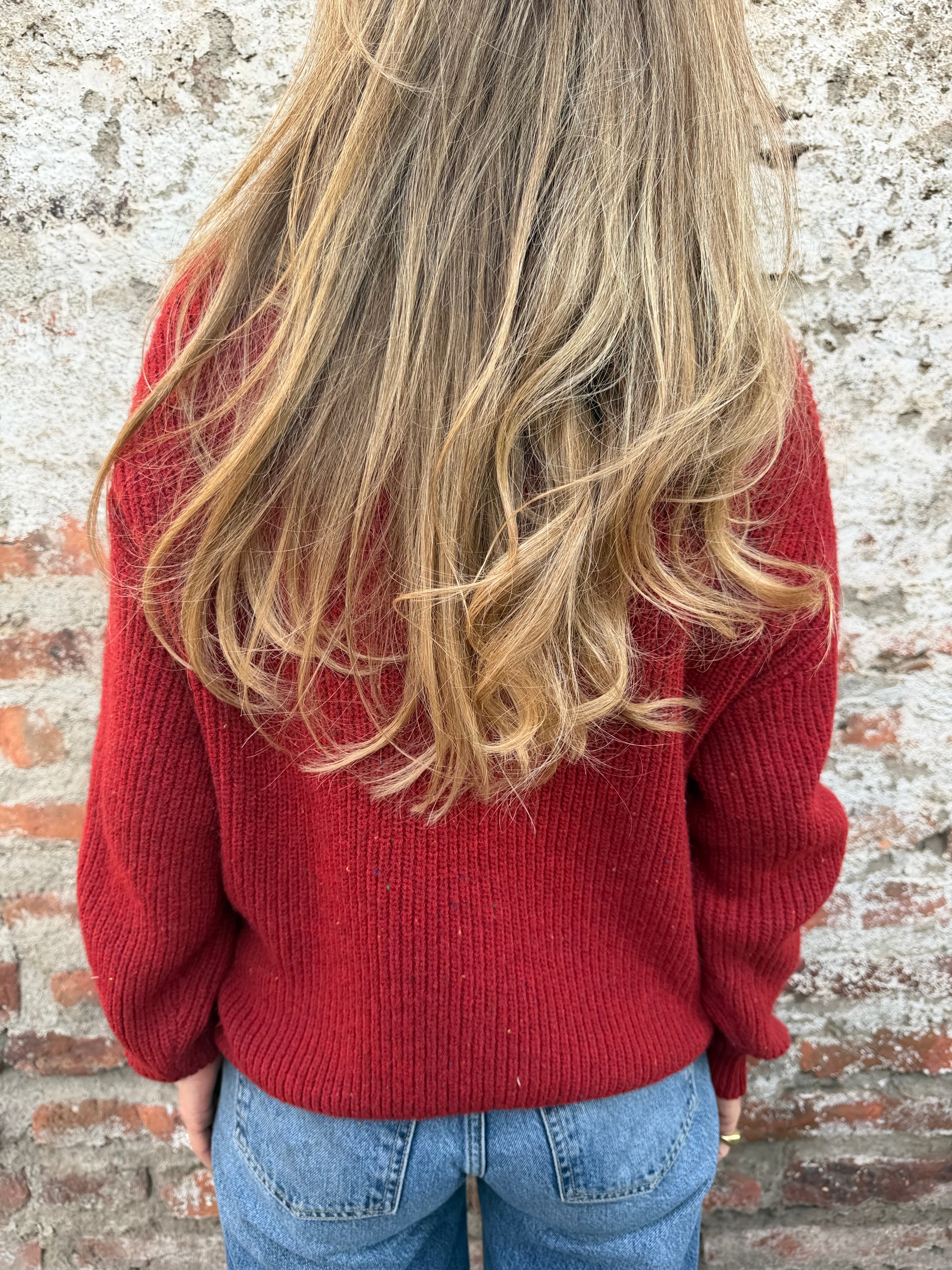 Chaleco lana colores botones dorados rojo italiano