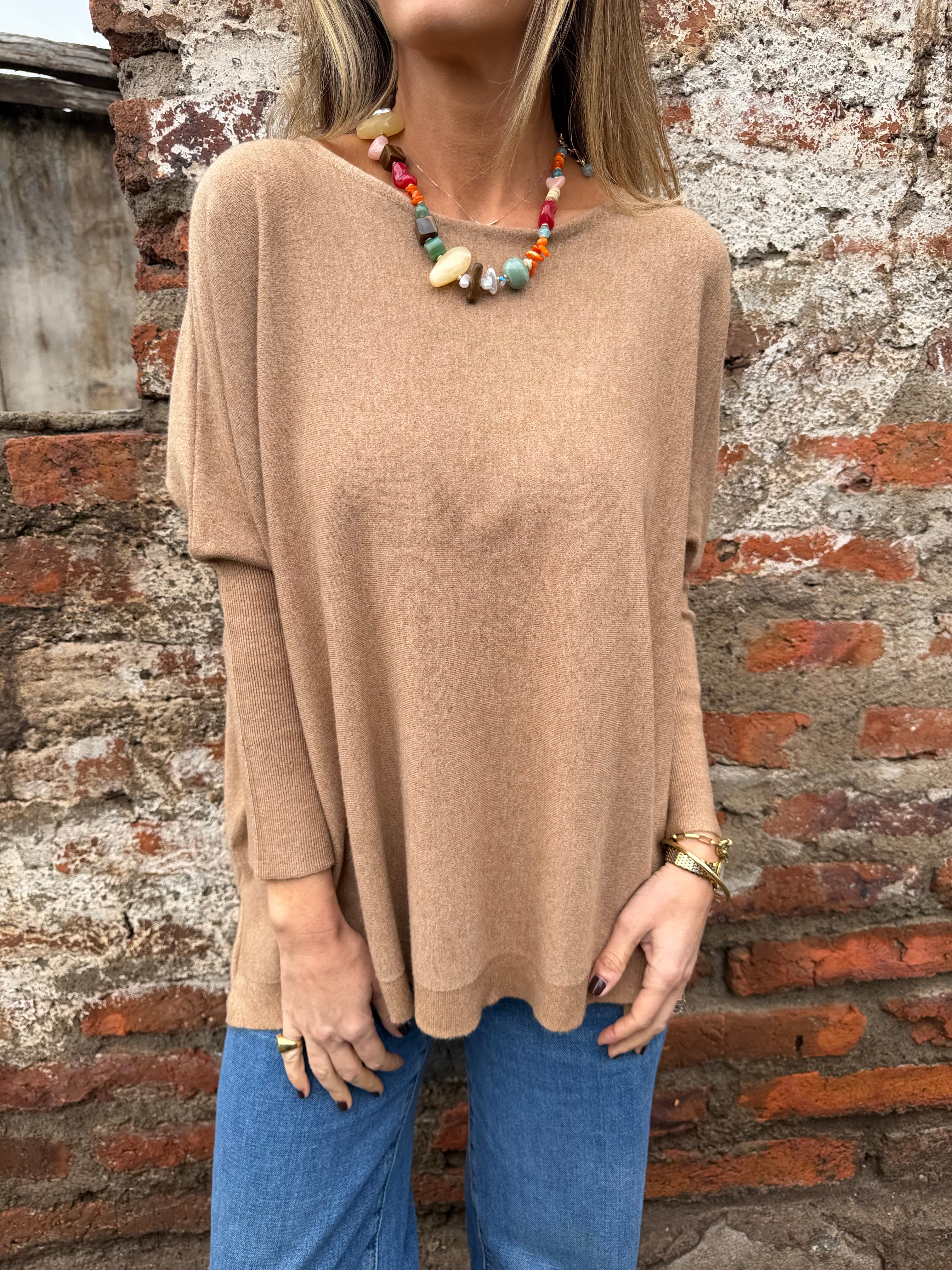Chaleco ancho básico camel