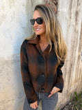 Chaqueta paño peludo escocés café