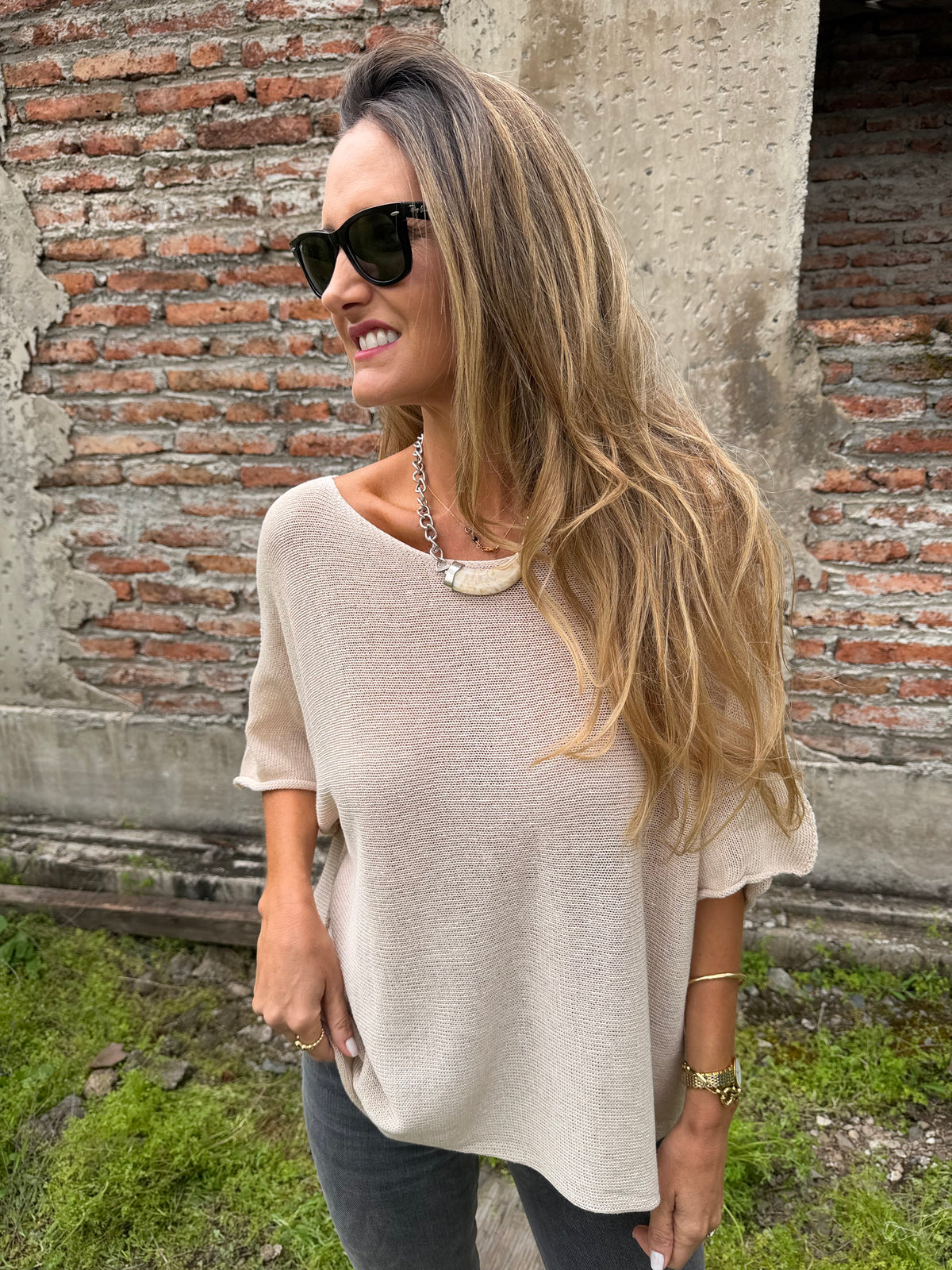Chaleco new hilado beige