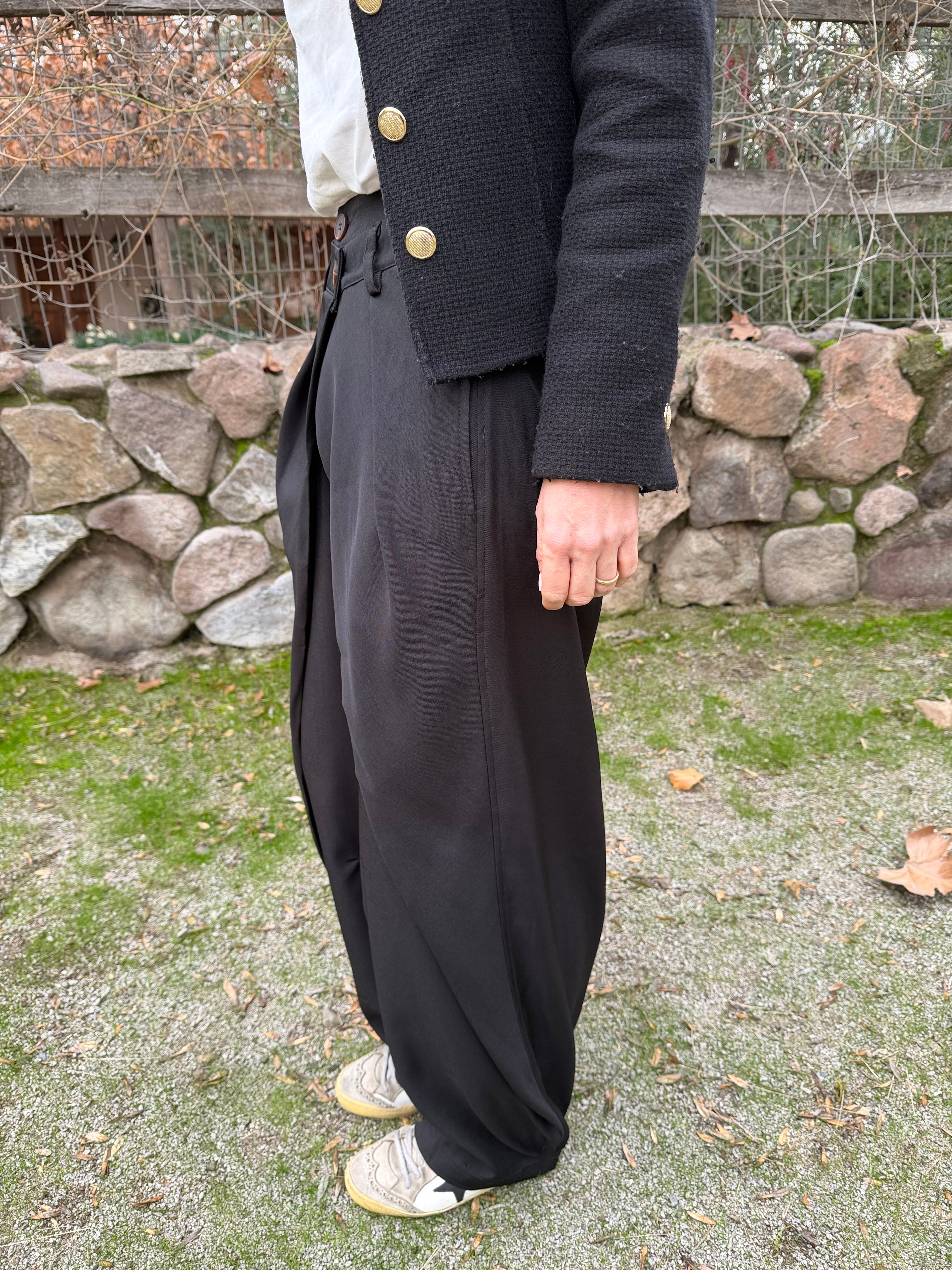 Pantalón sastre doble botón barrel negro
