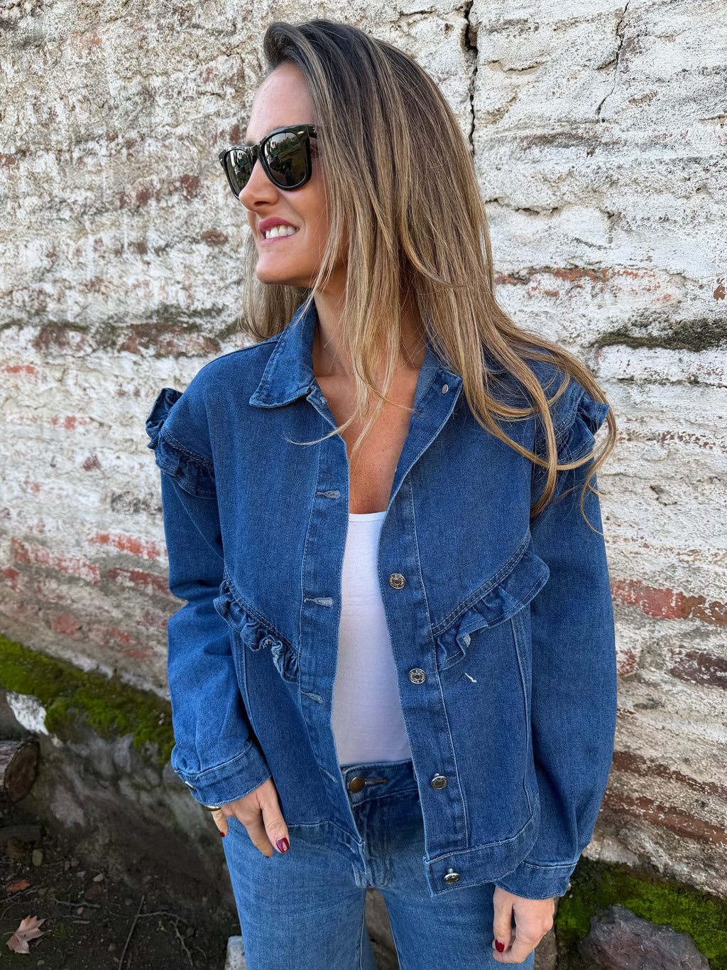 Chaqueta bluejean vuelitos azul