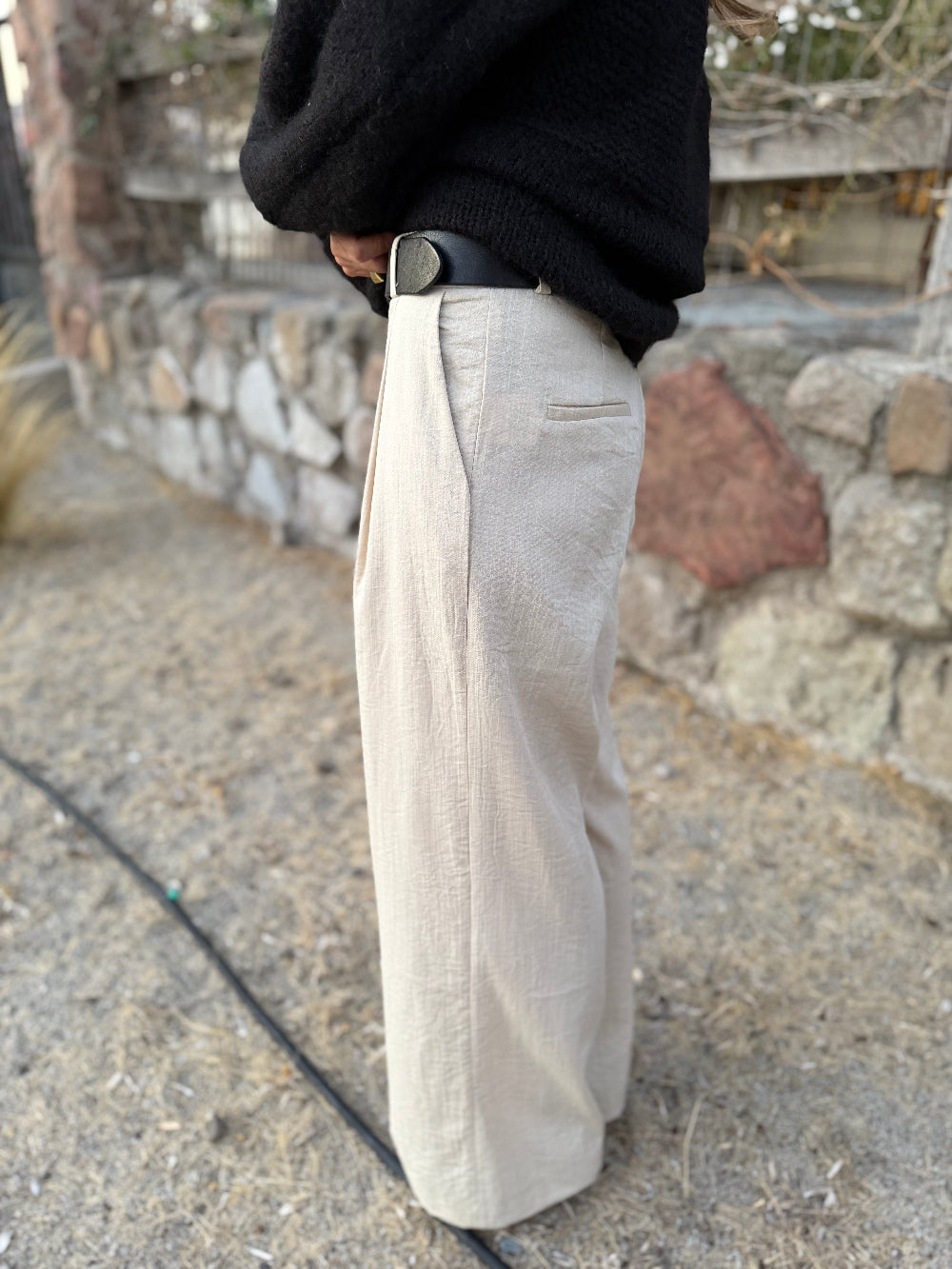 Pantalón sastre fluido marfil