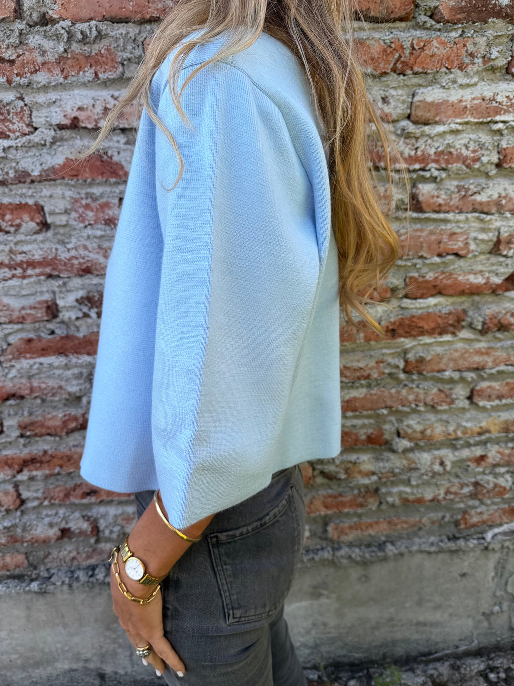 Chaqueta tejida celeste