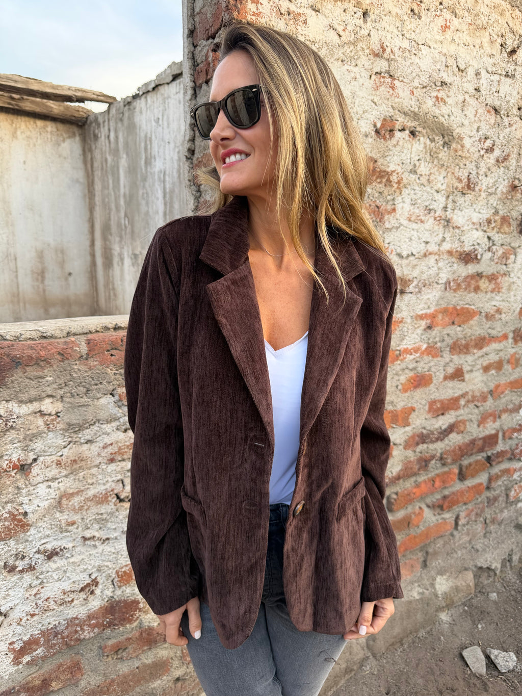 Blazer textura cafe oscuro