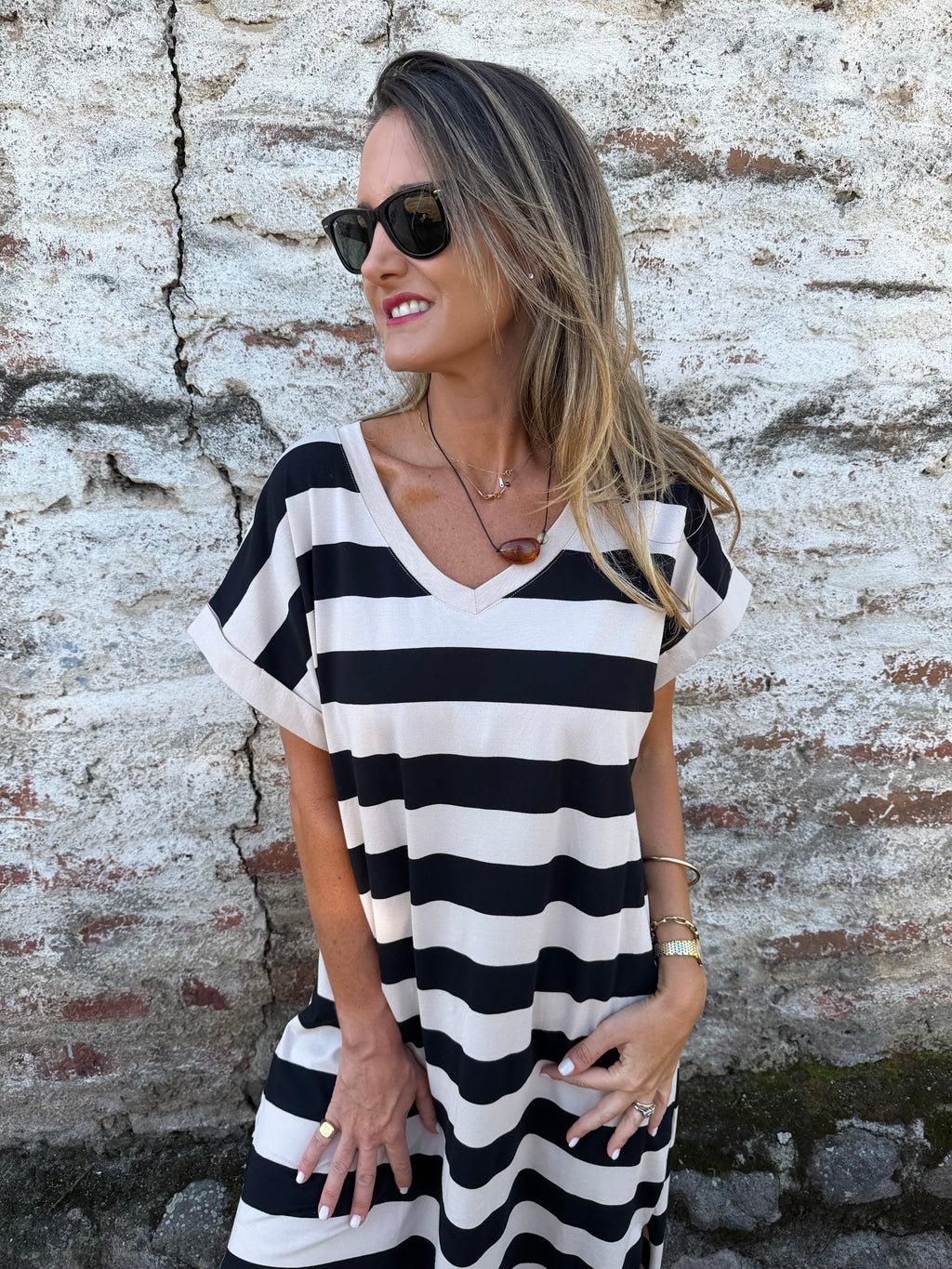 Vestido rayas negro