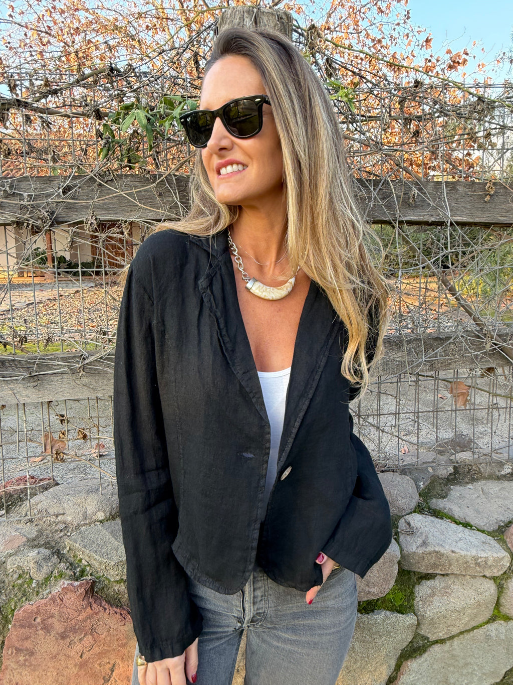 Blazer 100% lino negro