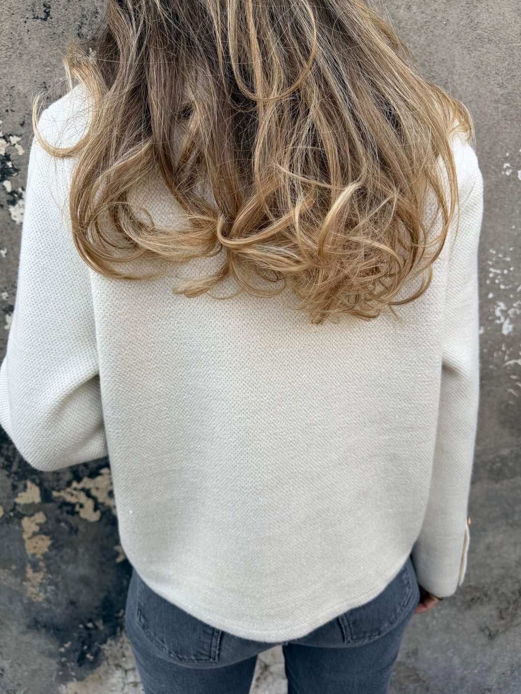 Chaqueta paño tejida marfil