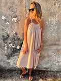 Vestido linoto desflecado beige