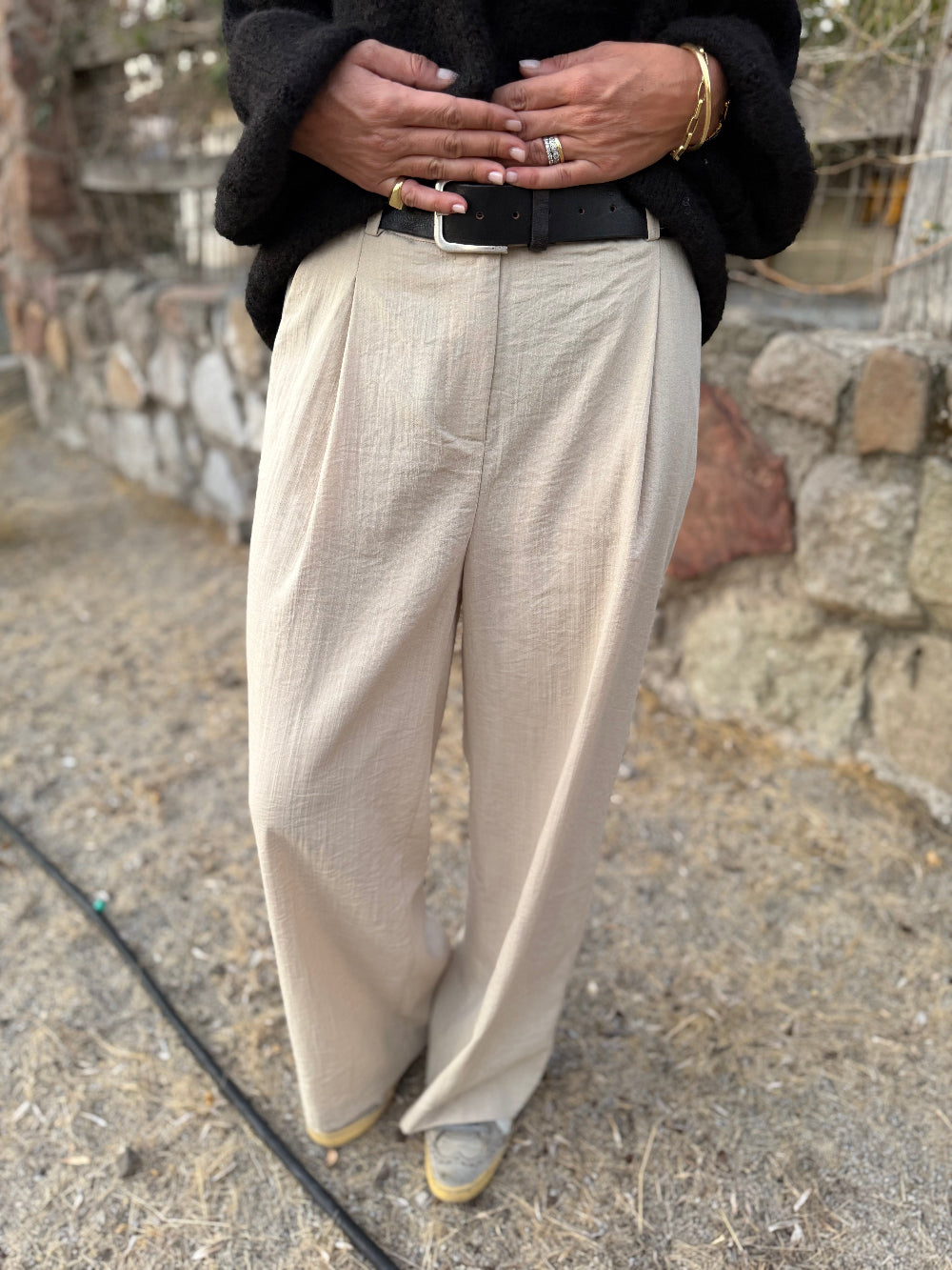 Pantalón sastre fluido marfil
