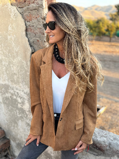 Blazer efecto gamuza camel