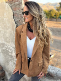 Blazer efecto gamuza camel