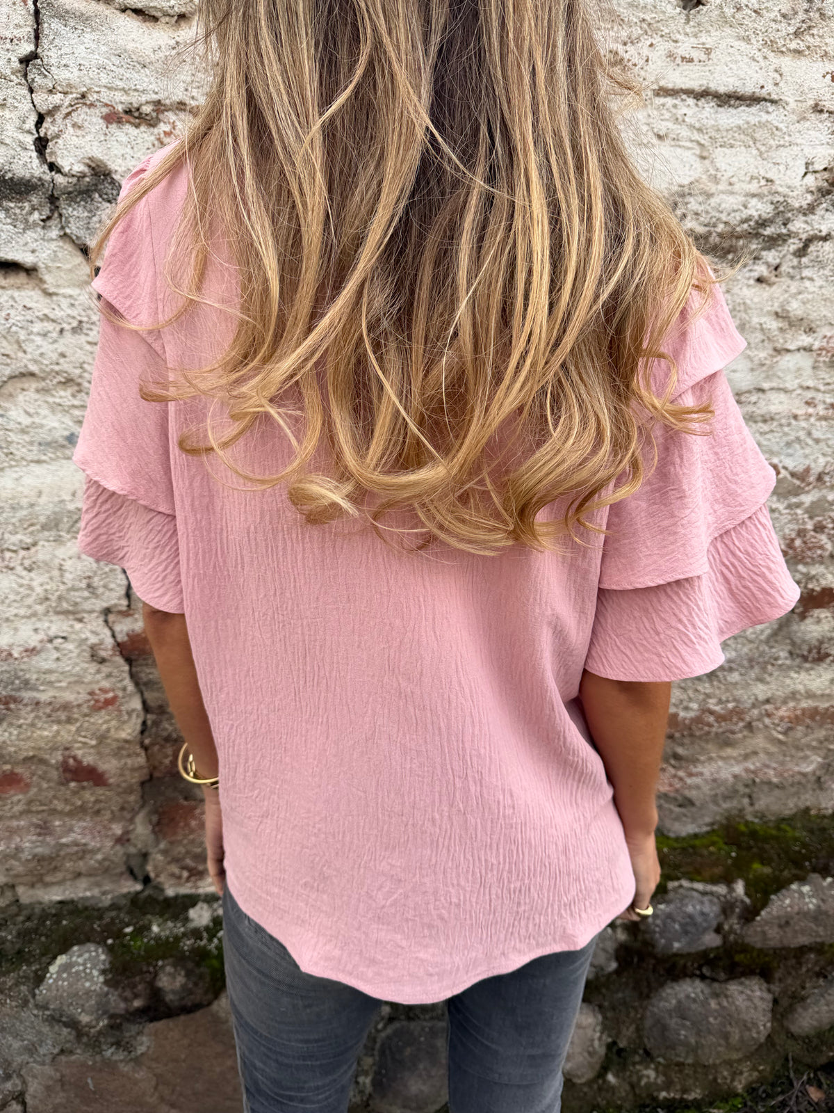 Blusa volados livianos rosada