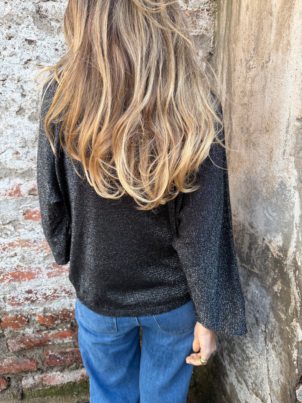 Chaleco diseños lurex negro
