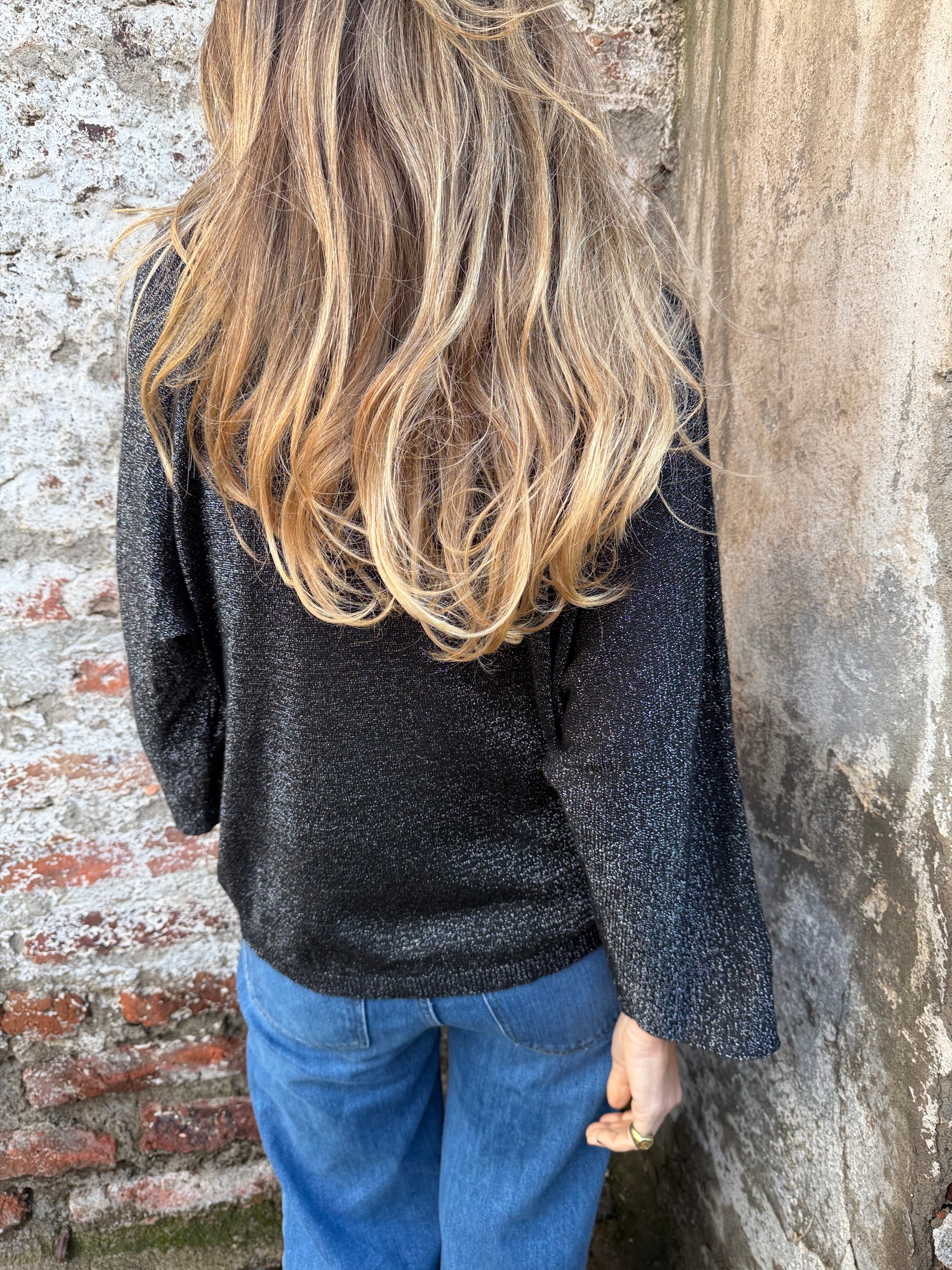 Chaleco diseños lurex negro