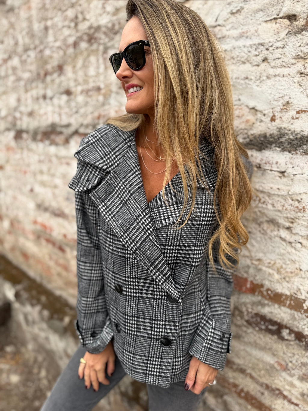 New trench pata de gallo negro/ blanco