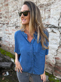 Blusa tencel clásica azul