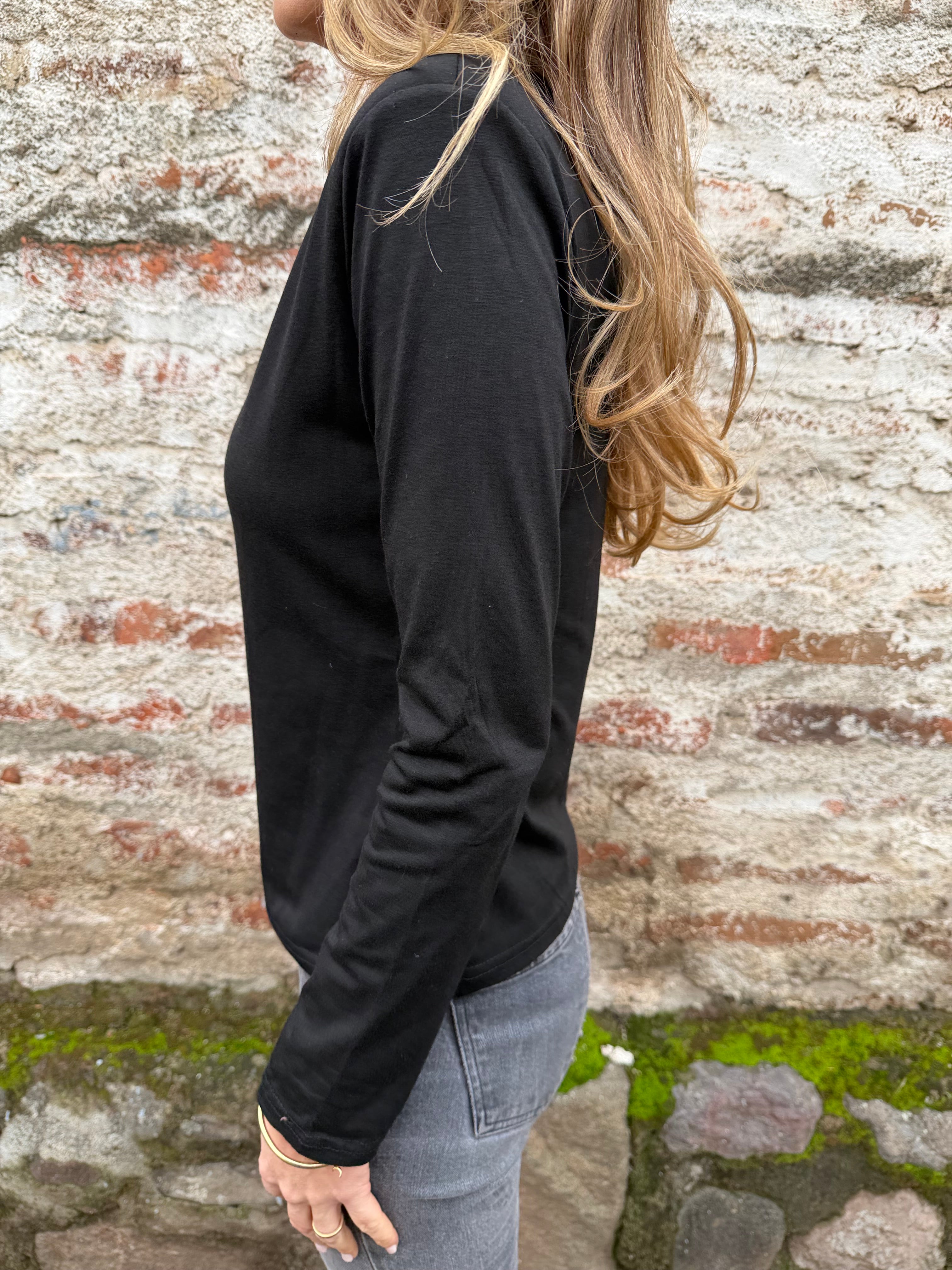 Polera hombreras basica negra